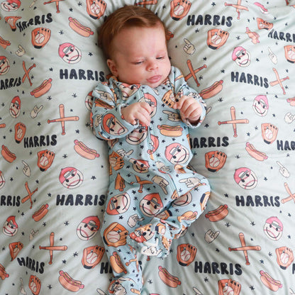Home Run Personalized Swaddle Blanket