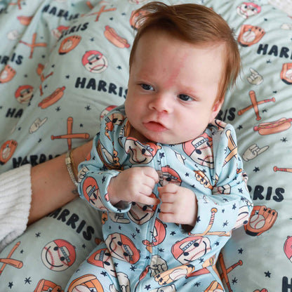 Home Run Personalized Swaddle Blanket