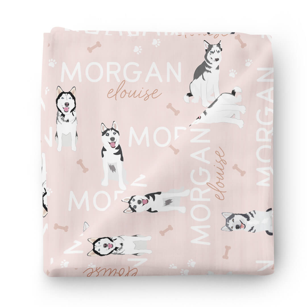 Personalized Baby Name Swaddle Blanket | Dog Breeds