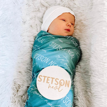 Personalized Jade Baby Name Swaddle Blanket - Block & Script