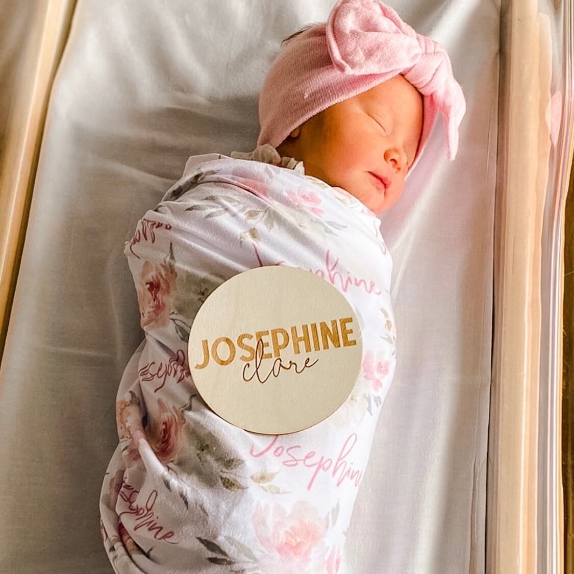 Delaney's Dusty Blush Personalized Baby Name Swaddle Blanket