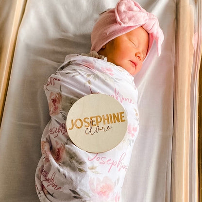 Delaney's Dusty Blush Personalized Baby Name Swaddle Blanket