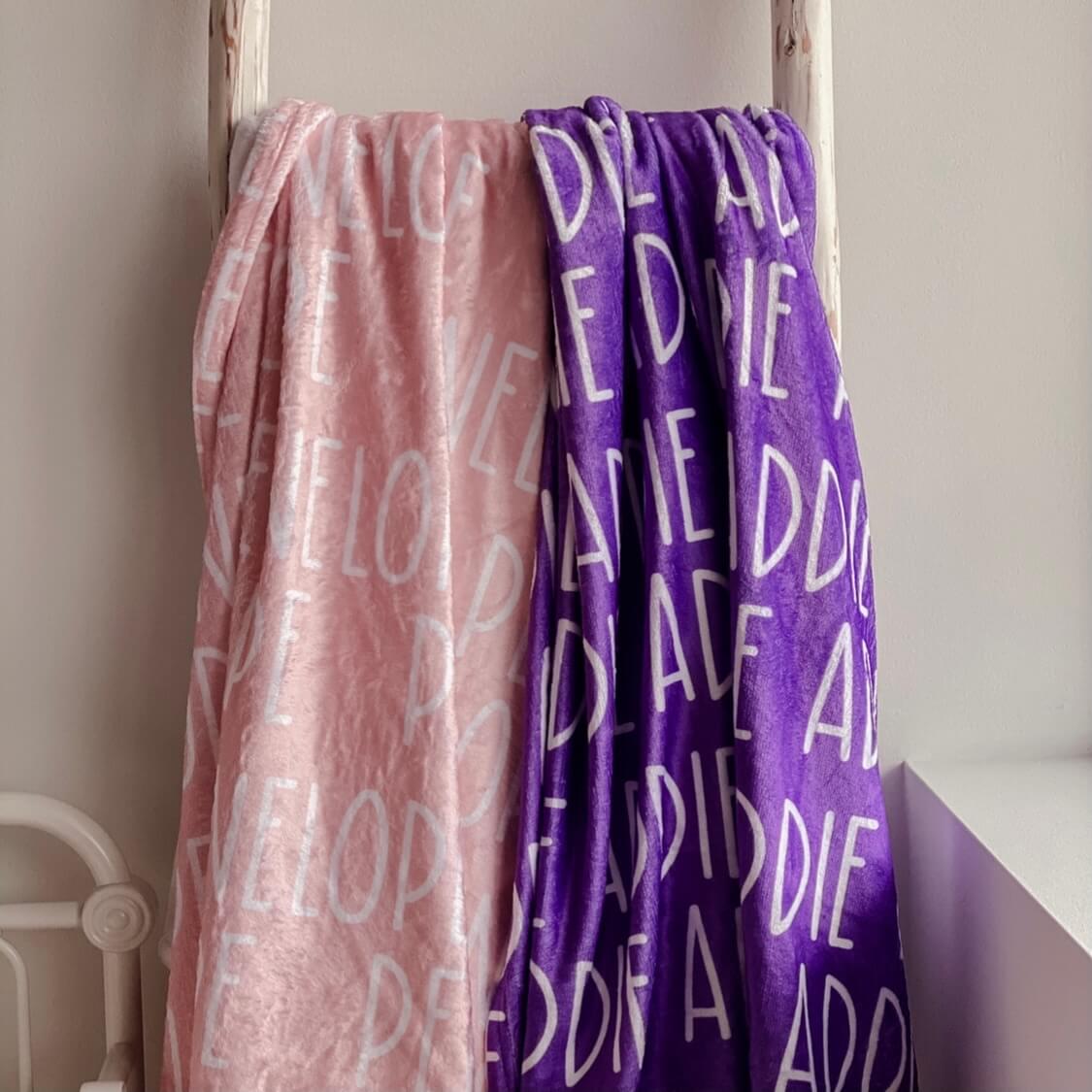 Custom Solid Color & Font Personalized Toddler Blanket