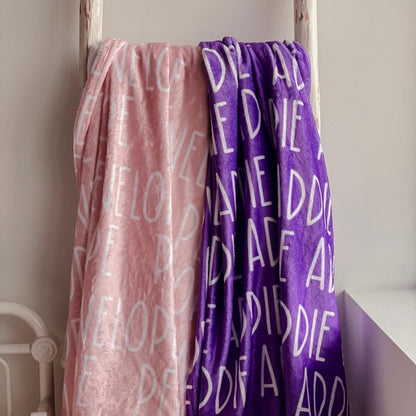 Custom Solid Color & Font Personalized Toddler Blanket