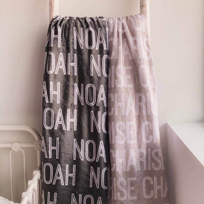 Custom Solid Color & Font Personalized Toddler Blanket