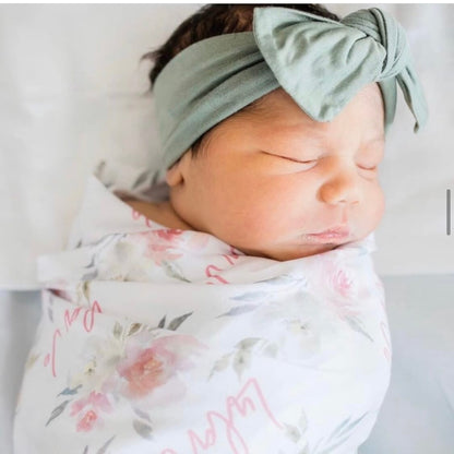 Delaney's Dusty Blush Personalized Baby Name Swaddle Blanket