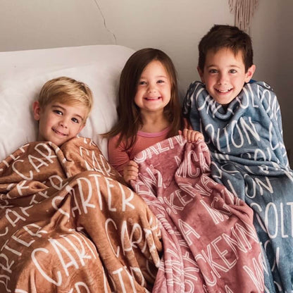 Custom Solid Color & Font Personalized Toddler Blanket