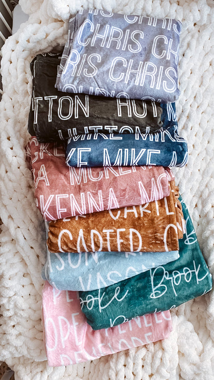 Custom Solid Color & Font Personalized Toddler Blanket