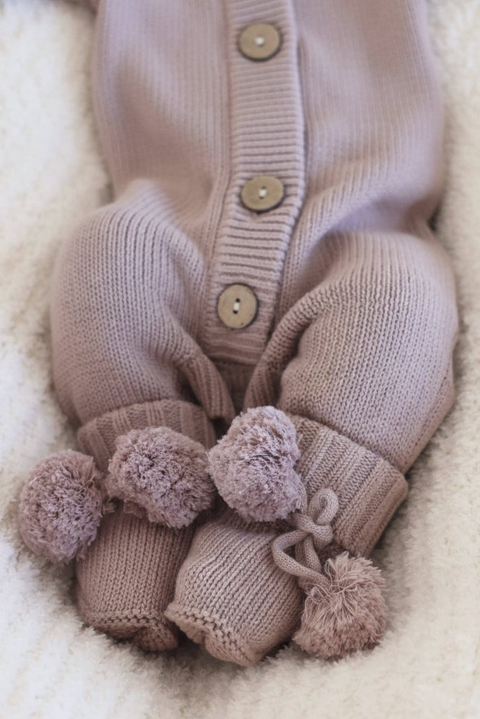 Knit Pom Pom Baby Booties | Iris