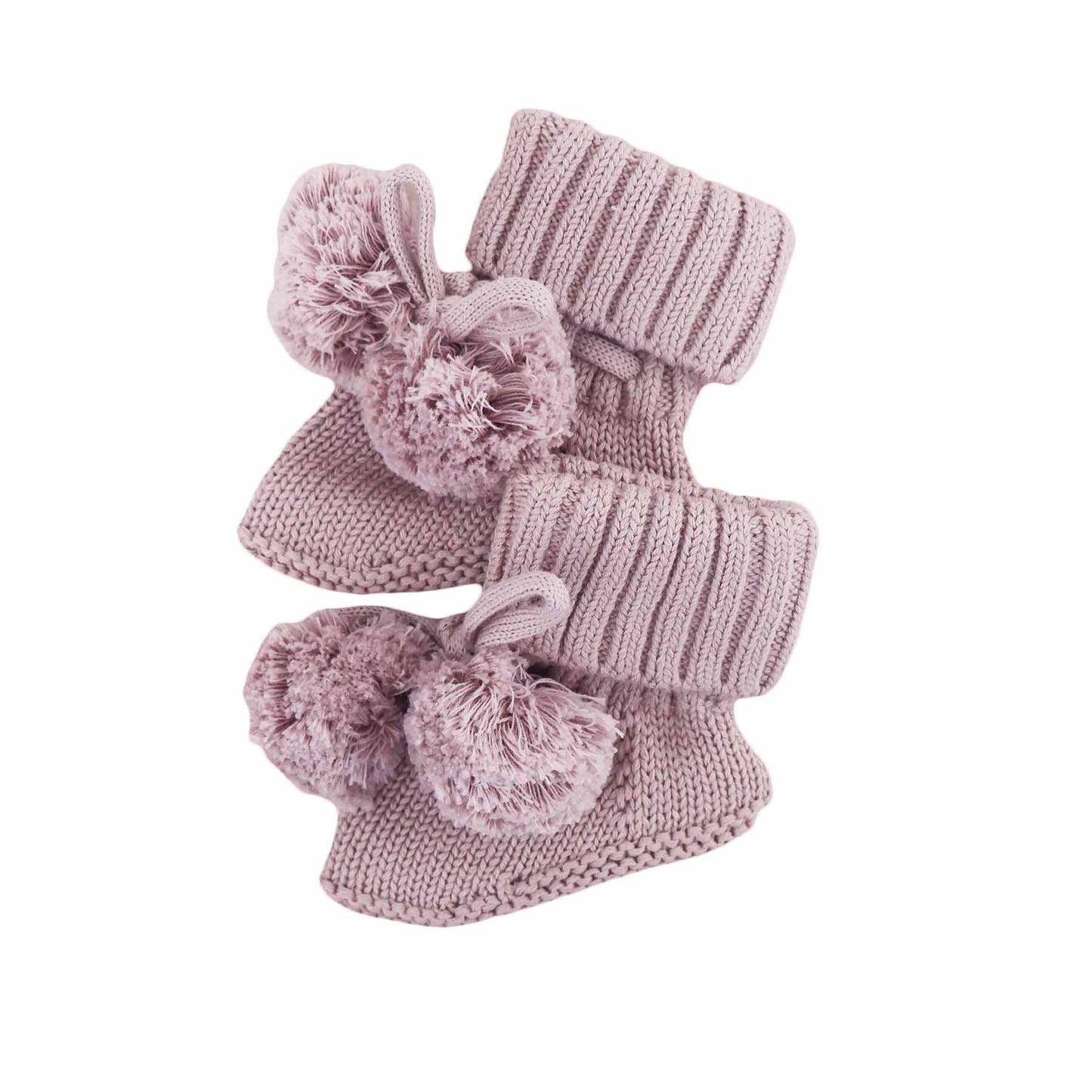 Knit Pom Pom Baby Booties