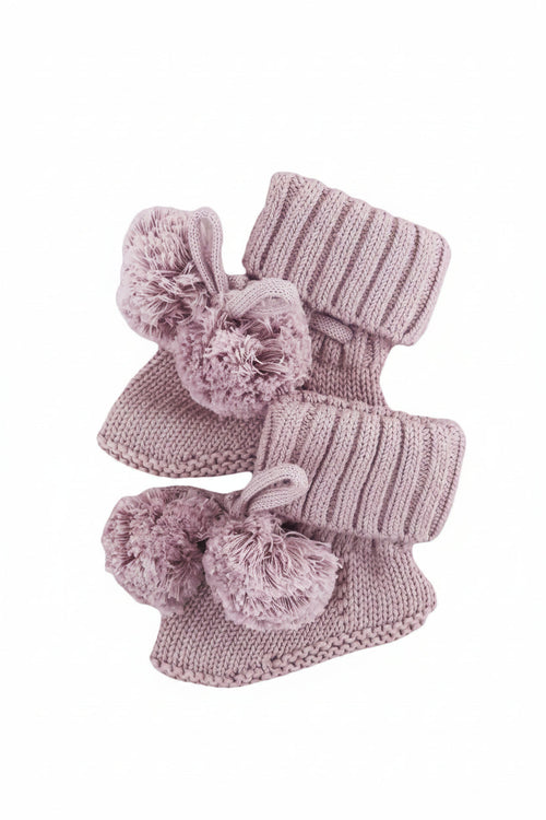 Knit Pom Pom Baby Booties | Iris