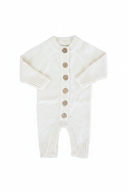 Knit Sweater Button Romper | Ivory
