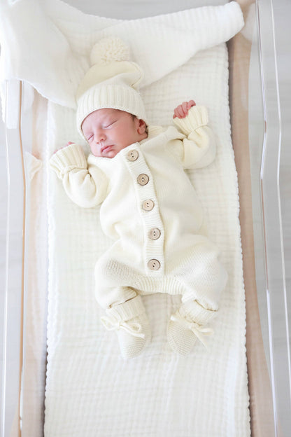 Knit Sweater Button Romper | Ivory