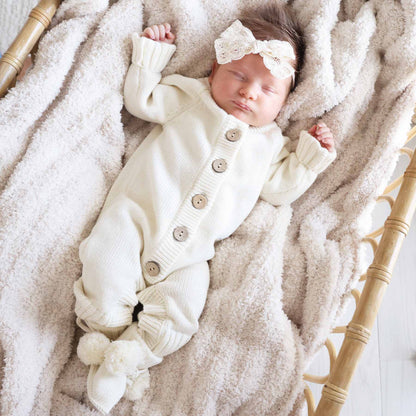 Knit Sweater Button Romper | Ivory