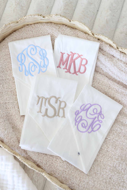 Personalized Newborn Bow Sash | Ivory