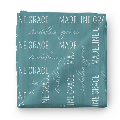 Personalized Jade Baby Name Swaddle Blanket - Block & Script