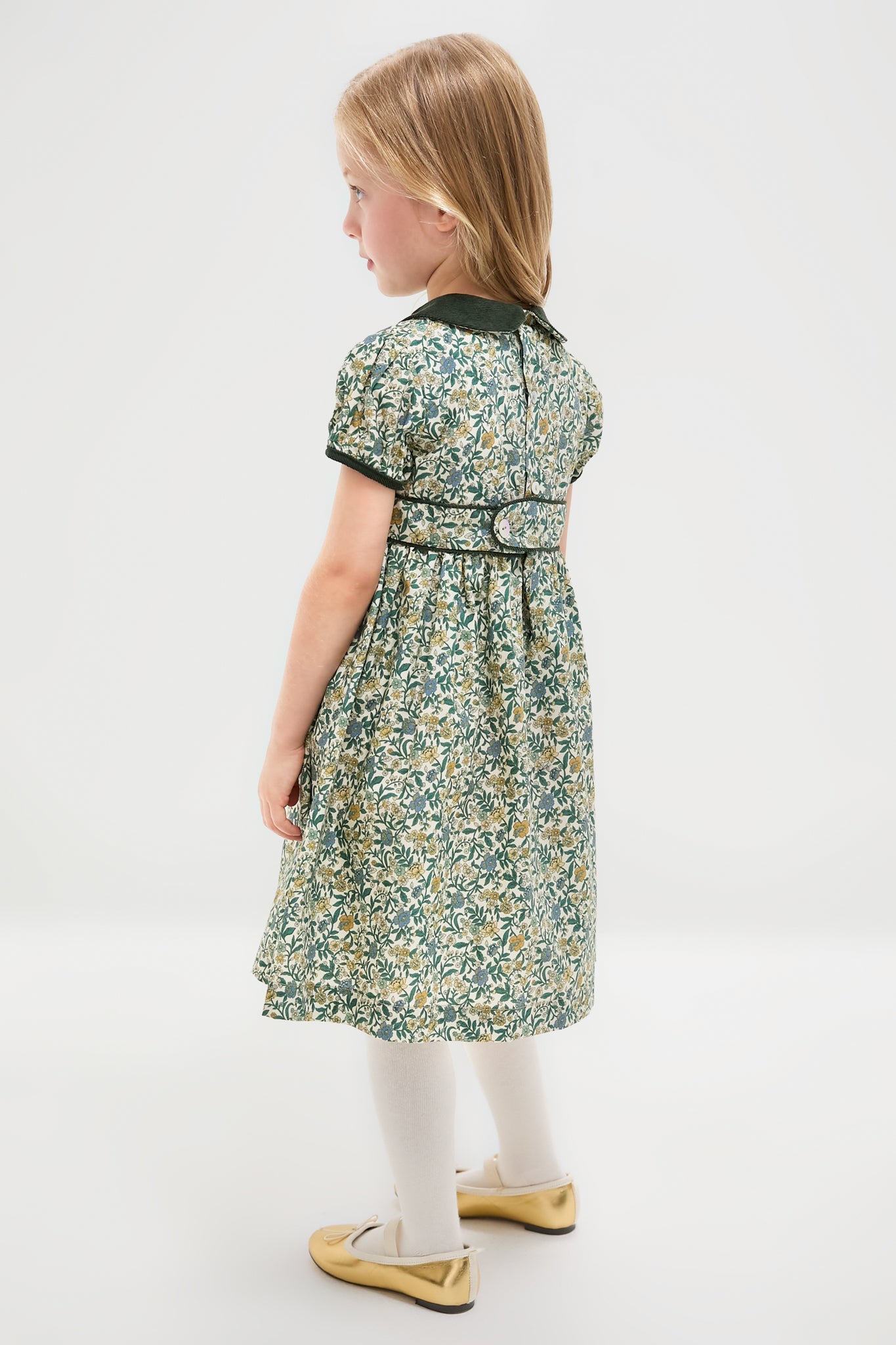 Bottle Green Floral Portia Girl Dress