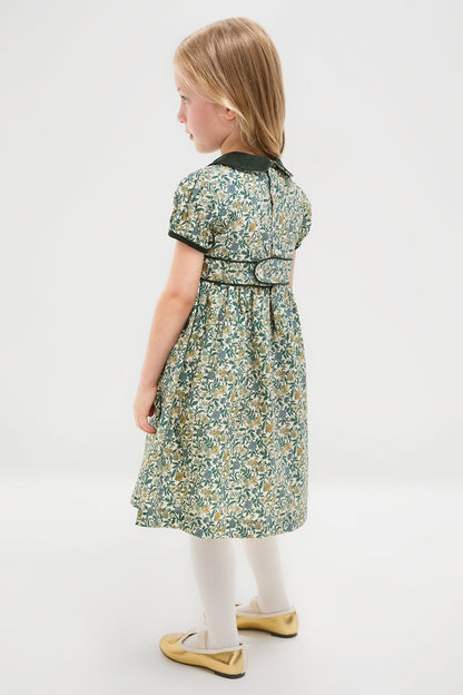 Bottle Green Floral Portia Girl Dress