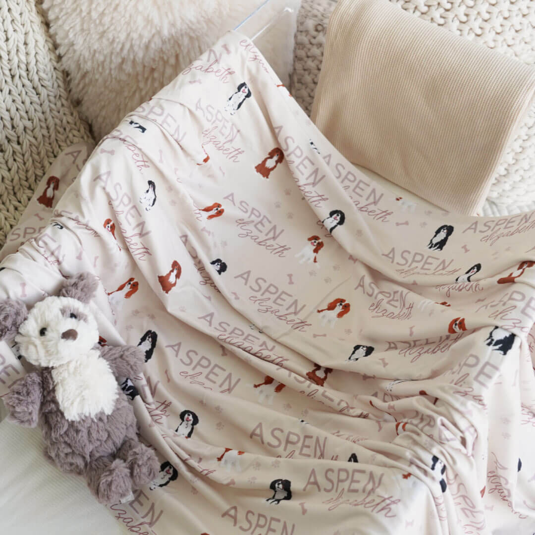 Personalized Baby Name Swaddle Blanket | Dog Breeds