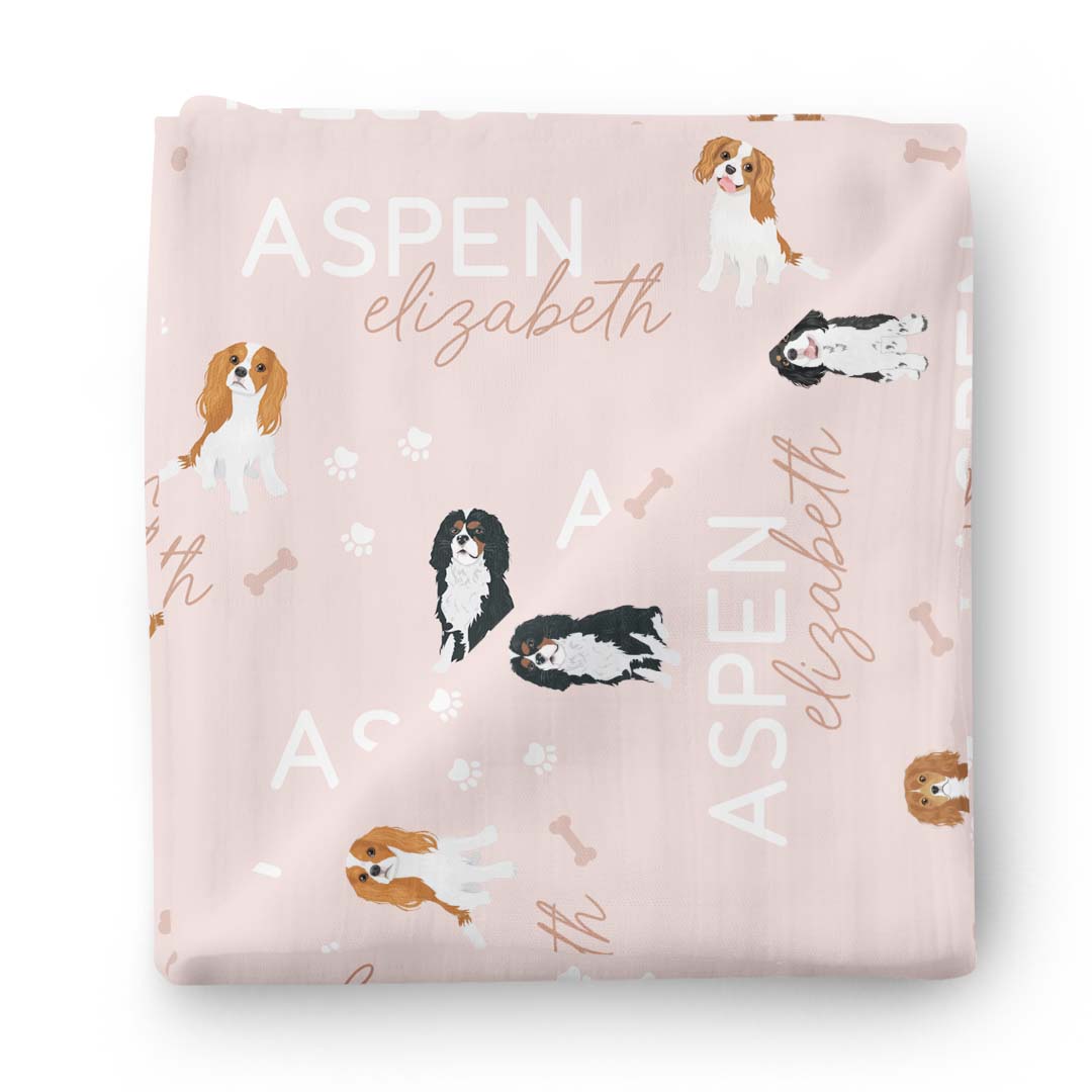 Personalized Baby Name Swaddle Blanket | Dog Breeds