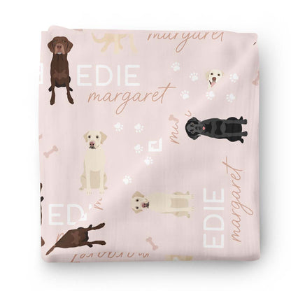 Personalized Baby Name Swaddle Blanket | Dog Breeds