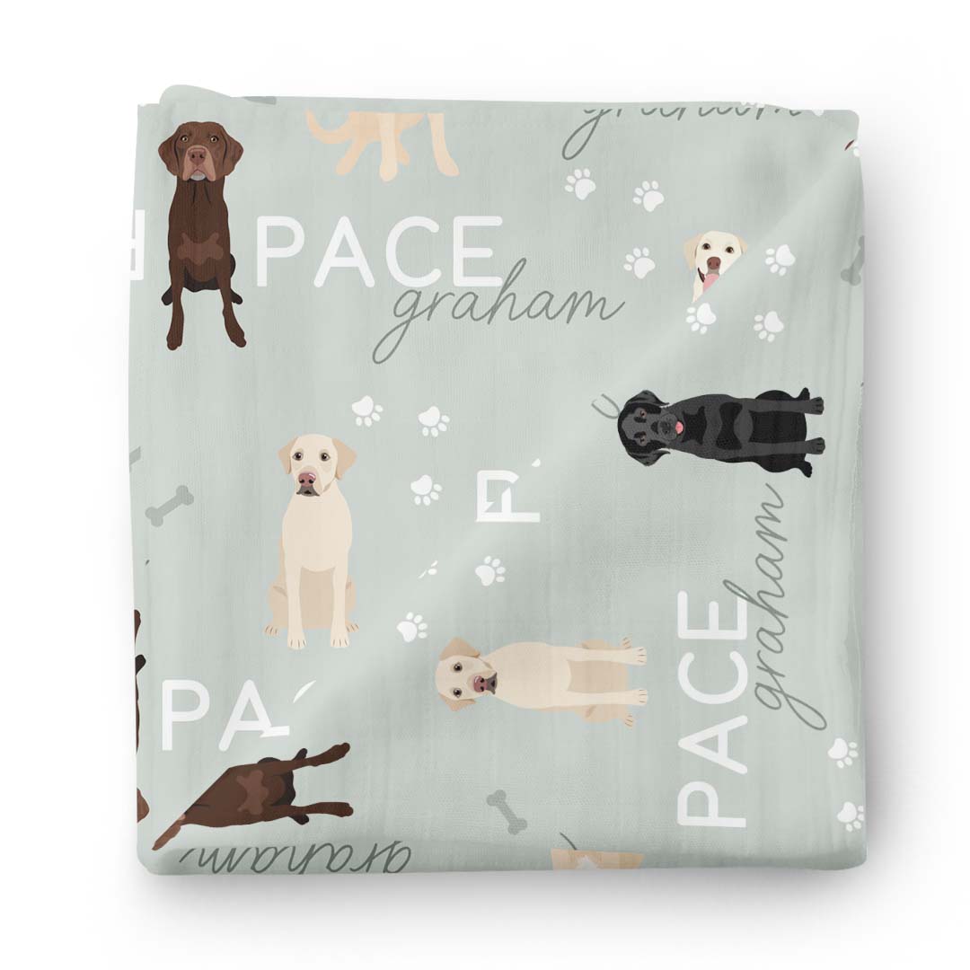 Personalized Baby Name Swaddle Blanket | Dog Breeds