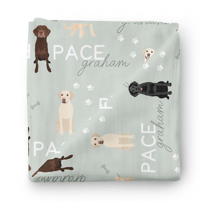 Personalized Baby Name Swaddle Blanket | Dog Breeds