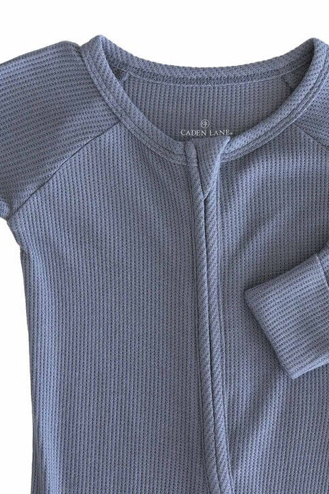 Embroidered Bamboo Waffle Convertible Zip Rompers | Mountain Haze