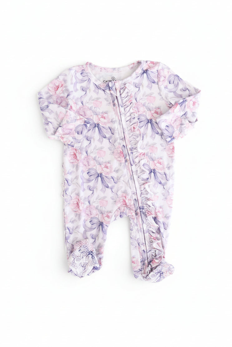 Leighton's Lavender Ruffle Zipper Footie