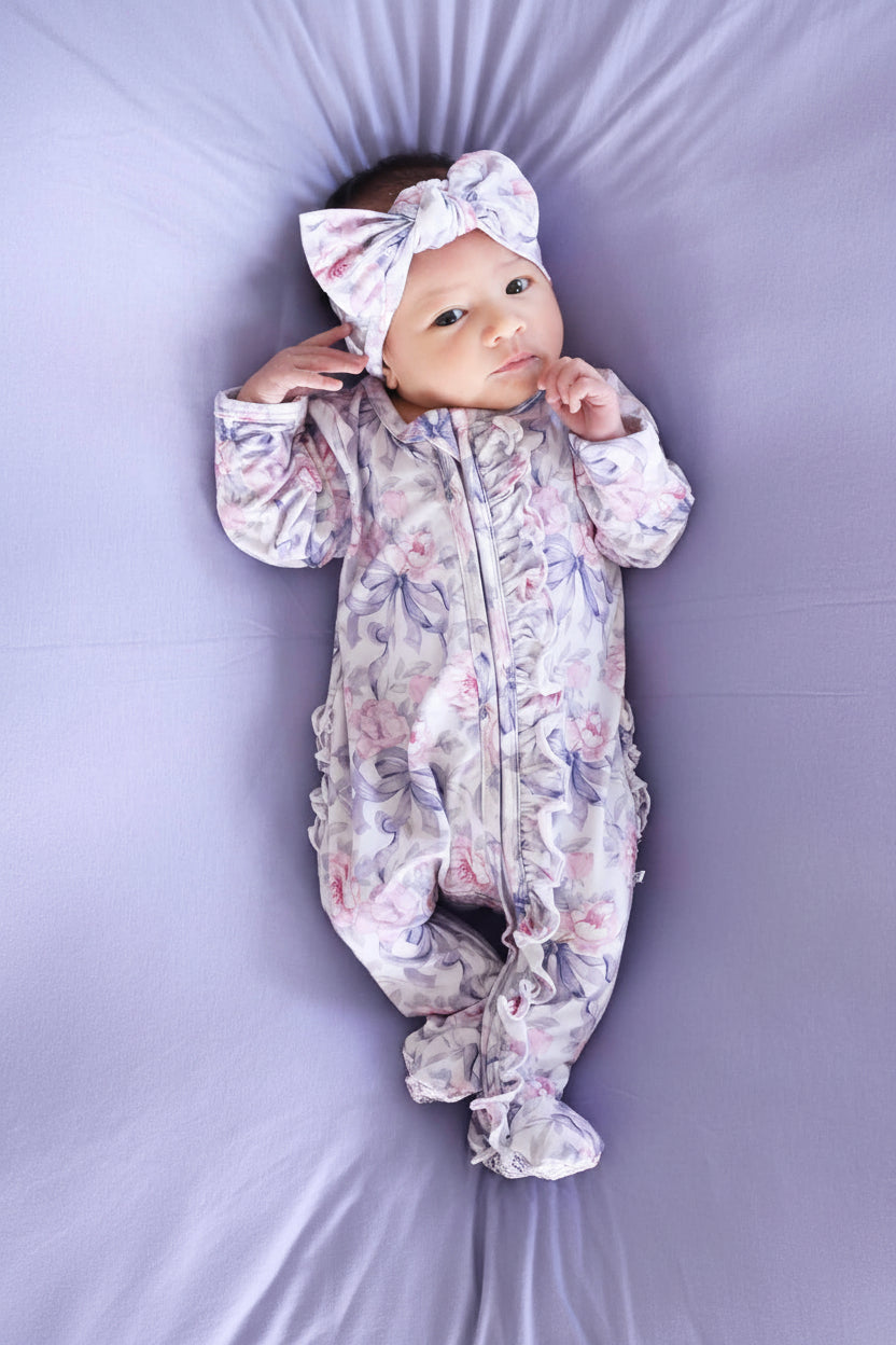 Leighton's Lavender Ruffle Zipper Footie