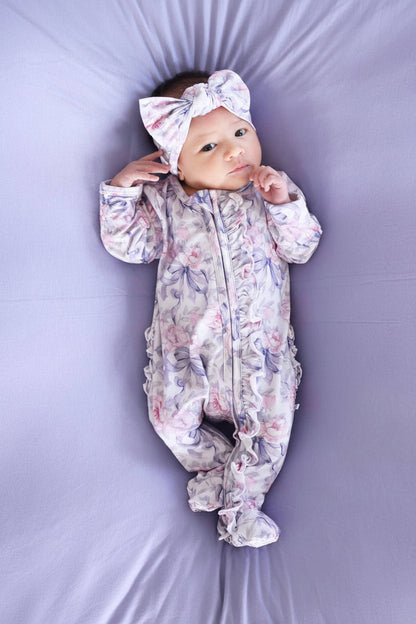 Leighton's Lavender Ruffle Zipper Footie