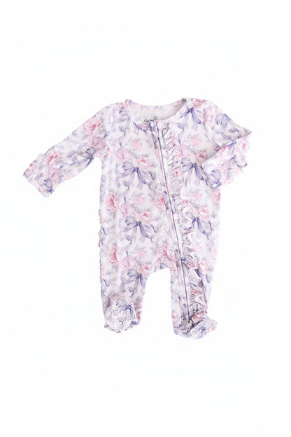 Leighton's Lavender Ruffle Zipper Footie