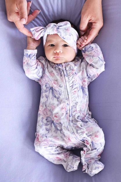 Leighton's Lavender Ruffle Zipper Footie