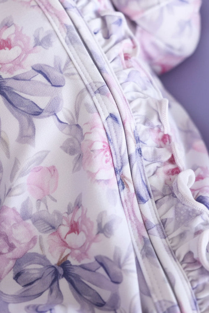 Leighton's Lavender Ruffle Zipper Footie