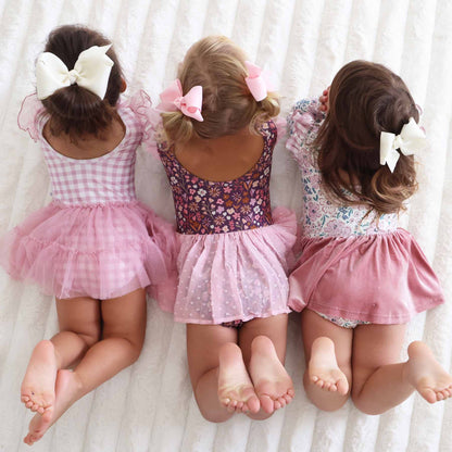 Long Sleeve Ruffle Skirt Leotard | Girly Gingham