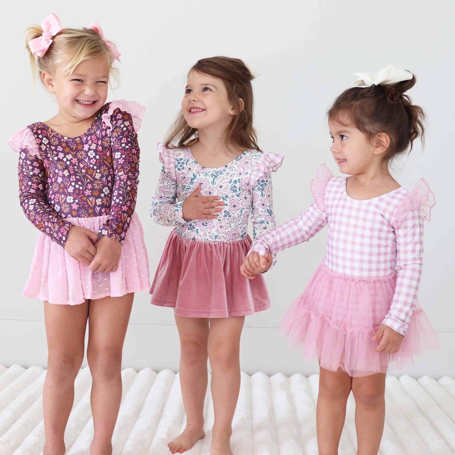 Long Sleeve Velvet Skirt Leotard | Mauve Meadow