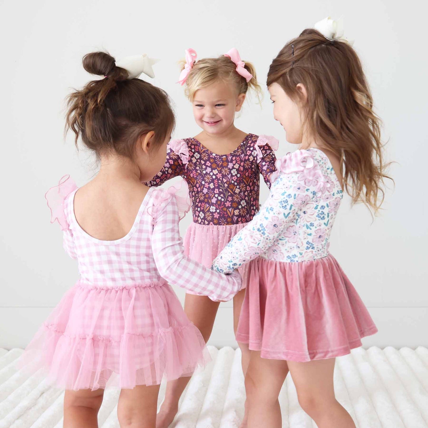 Long Sleeve Ruffle Skirt Leotard | Girly Gingham