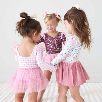 Long Sleeve Ruffle Skirt Leotard | Girly Gingham