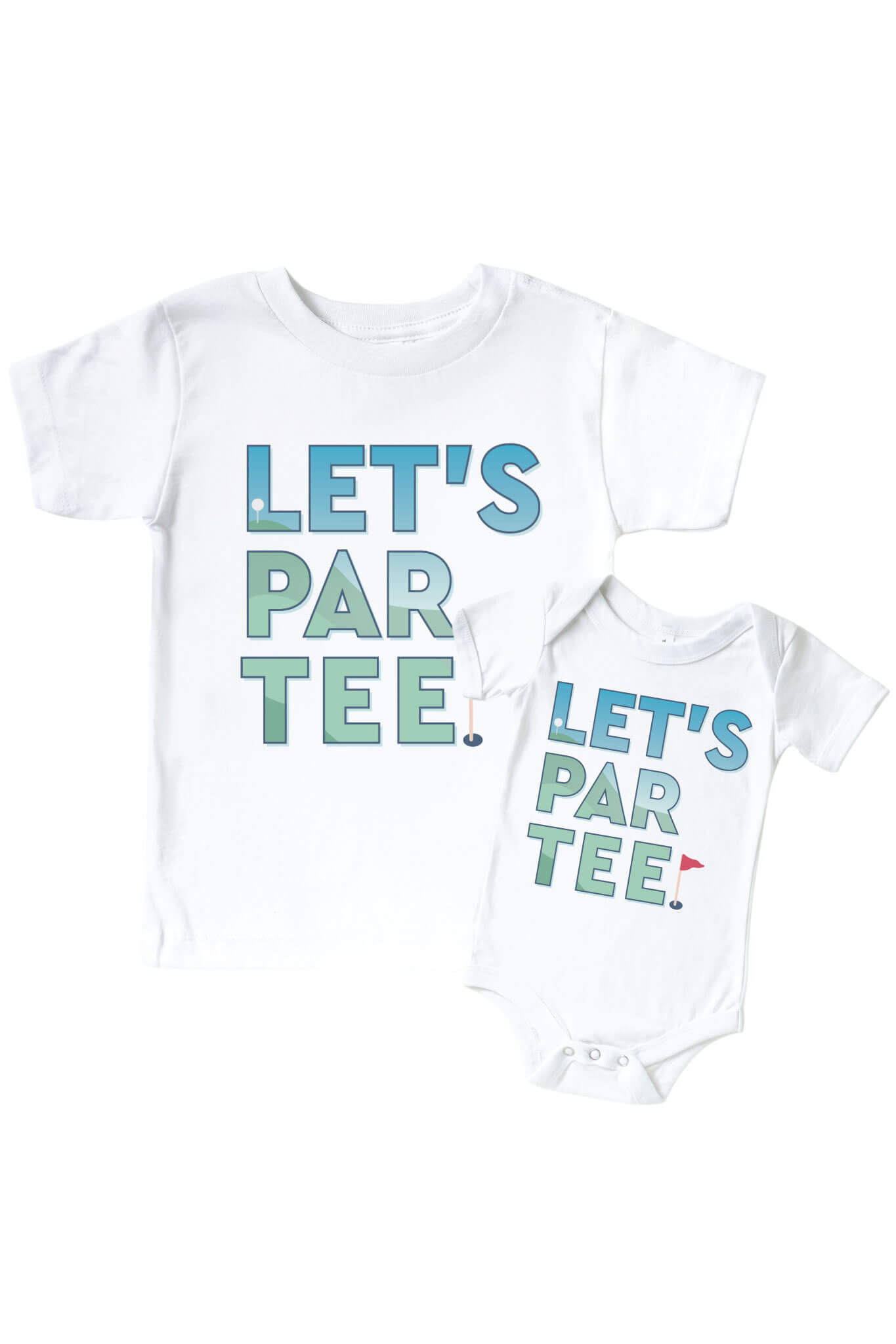 Let's Par Tee Graphic Bodysuit & Kids Tee | White