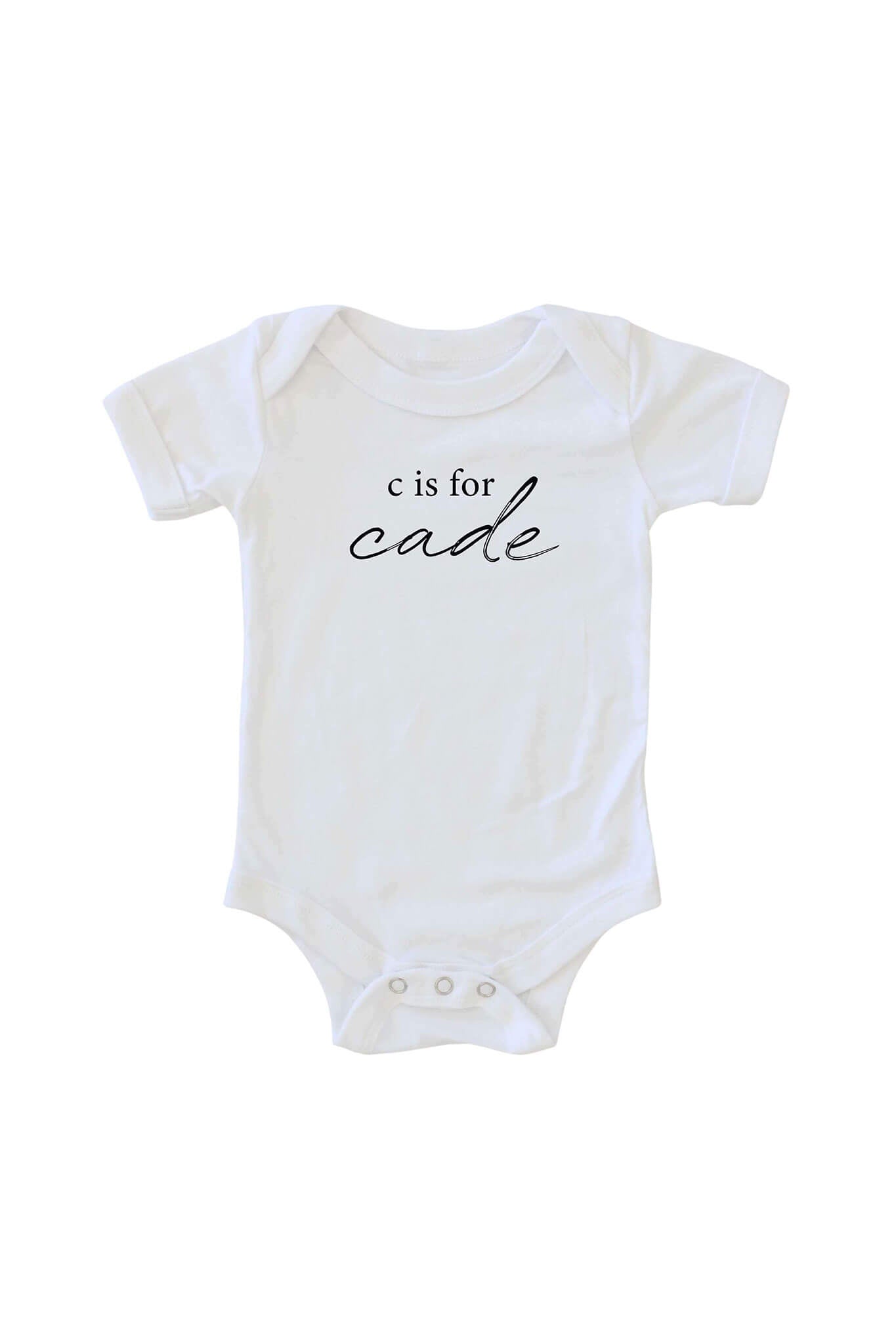 Personalized My Name Starts With Graphic Bodysuit | White