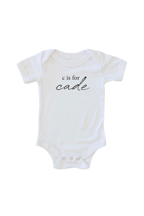Personalized My Name Starts With Graphic Bodysuit | White
