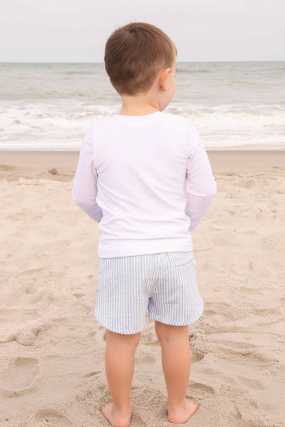 Boy's Swim Trunks | Seersucker Blue