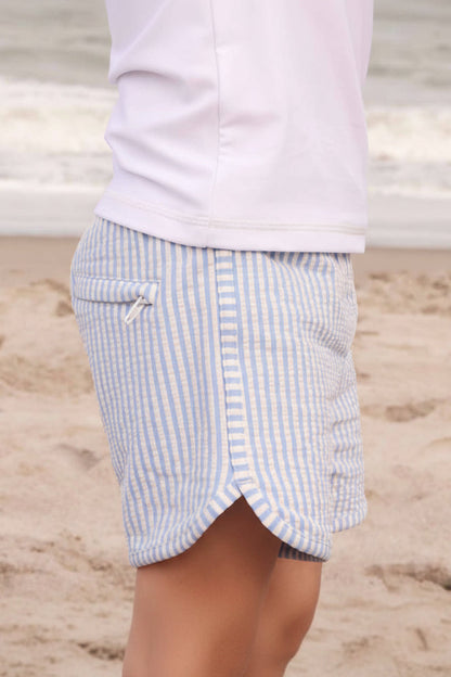 Boy's Swim Trunks | Seersucker Blue
