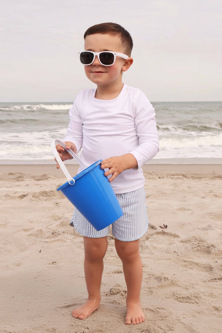 Boy's Swim Trunks | Seersucker Blue