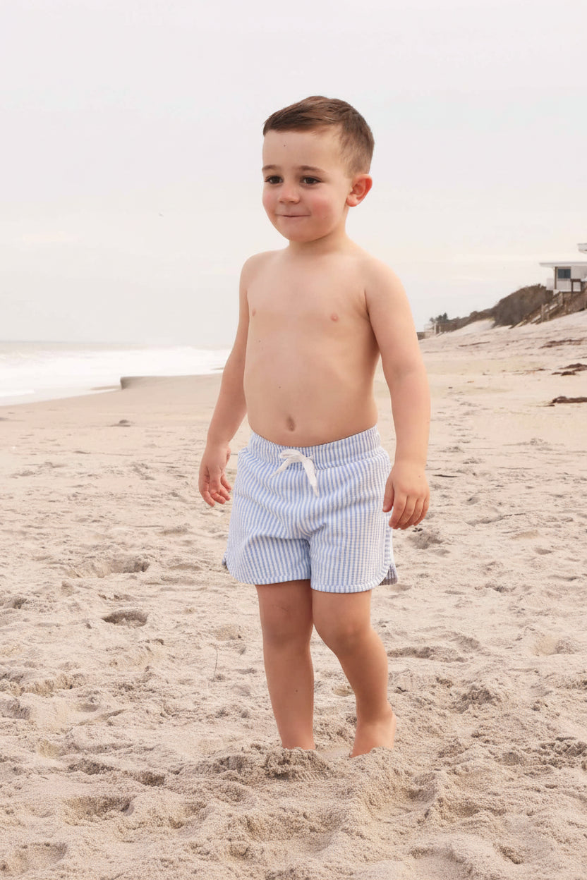 Boy's Swim Trunks | Seersucker Blue