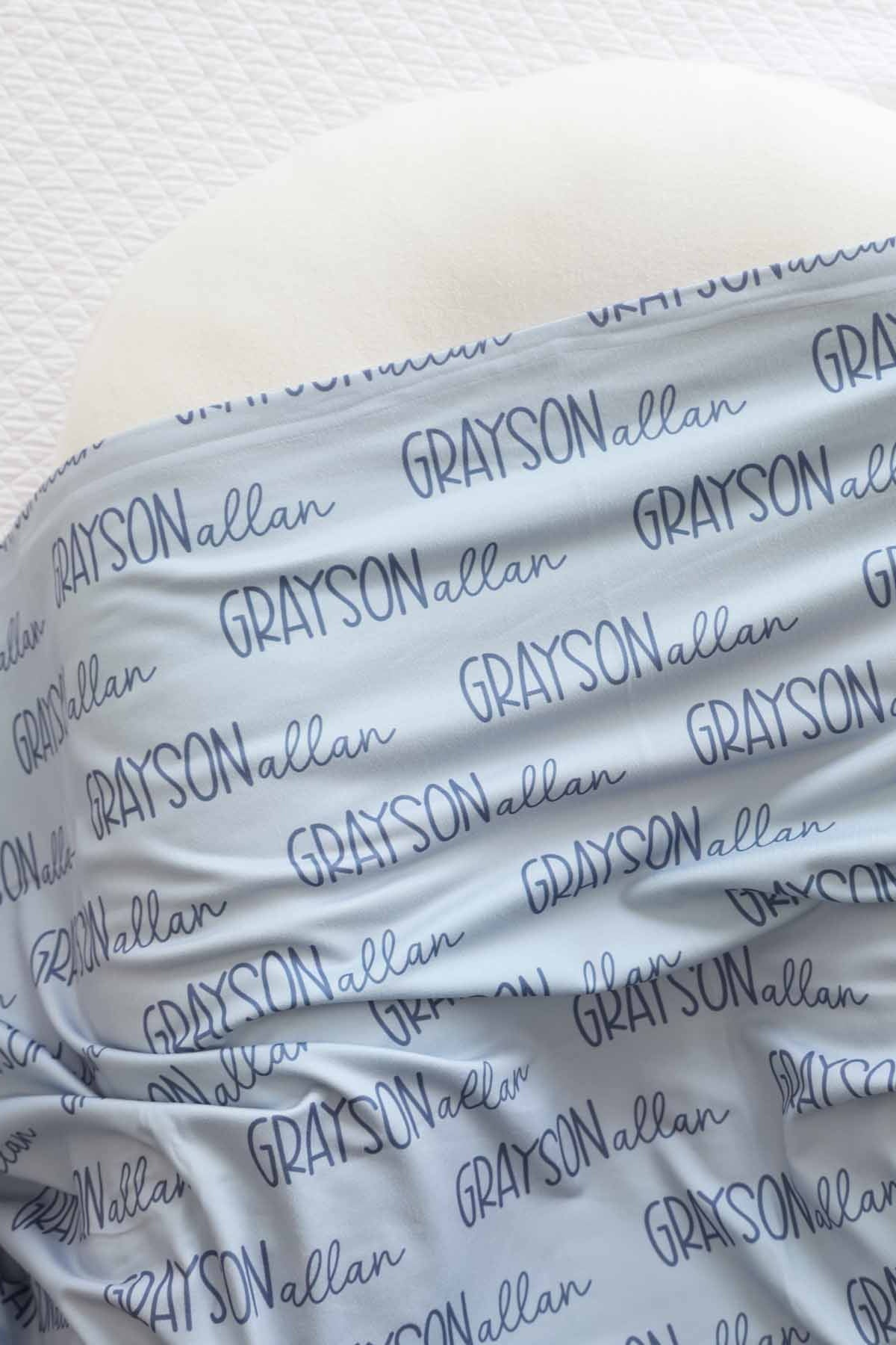 Personalized Baby Name Swaddle Blanket Font Duo | Best Selling Blues