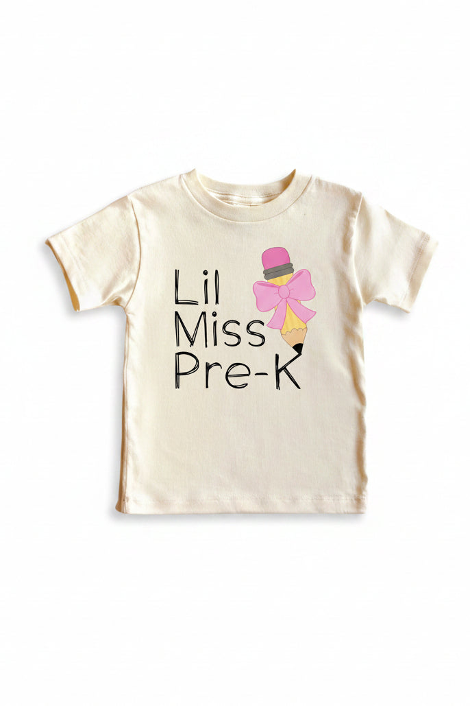 Lil Miss Pre-K Kids Graphic Tee | Natural