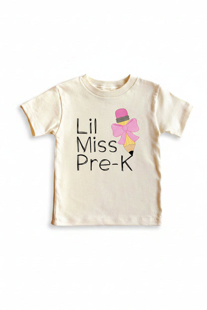 Lil Miss Pre-K Kids Graphic Tee | Natural