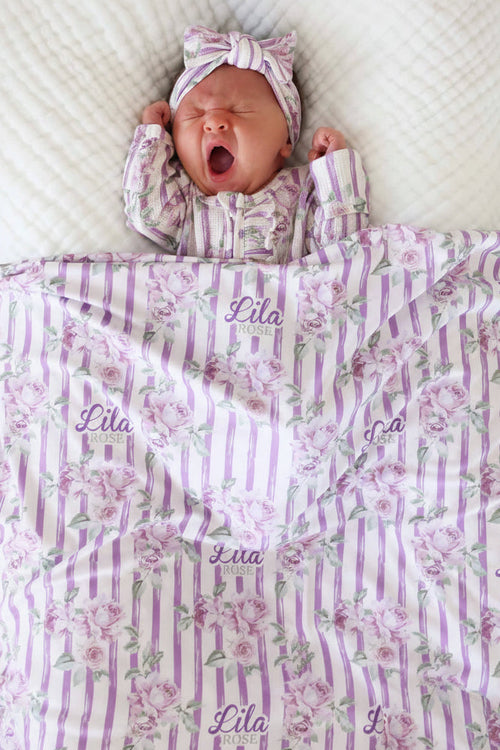 Lila's Lilacs Personalized Swaddle Blanket