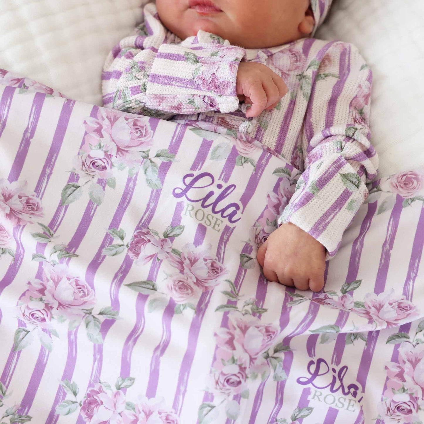 Lila's Lilacs Personalized Swaddle Blanket